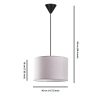 Elegáns szürke csillár, fém test, 30x30 cm pamut sapka, 65 cm teljes magasság, CE minősítés, E27 foglalat Max 40W | Tökéletes modern enteriőrbe