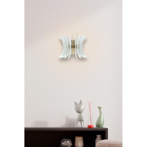 Elegáns fehér fali lámpa, MDF ház (3 mm), szárnyas lámpa, 20x28x20 cm, E27 foglalat Max 40W | Tökéletes modern lakberendezéshez és környezeti világításhoz