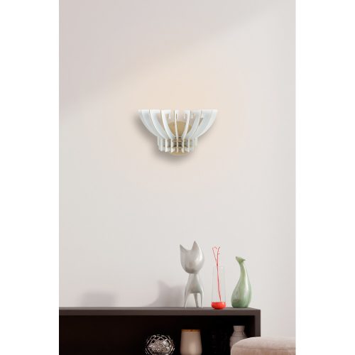 Elegáns fehér fali lámpa, koronás lámpa, MDF ház, 15x32x22 cm, E27 foglalat Max. 40W | Tökéletes modern lakberendezéshez és környezeti világításhoz