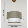 Elegáns zöld-fehér csillár, fém test, 65 cm magas, CE minősítésű, E27 Socket Max 40W, Stílusos pamut sapka 30x30 cm | Modern terekbe tökéletes