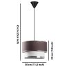 Stílusos csillár fém testtel, antracit és ezüst, 65 cm magasság | CE minősítésű, E27 foglalat, 30 cm átmérőjű pamut sapka | Modern dekorációhoz tökéletes