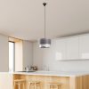 Stílusos fém csillár, szürke és ezüst, 65 cm magasság | CE minősítésű, E27 foglalat, 30 cm átmérőjű pamut sapka | Tökéletes modern lakóterekbe