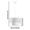 Elegáns fehér csillár, fém test, 65 cm magas, CE-tanúsítvány, E27 aljzat max. 40 W, stílusos világítás modern lakberendezéshez és terekhez