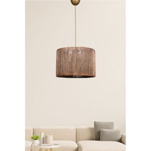 Elegáns csillár fa testtel és bambuszutánzattal, antik színű, 30x30 cm sapka, 70 cm teljes magasság, CE minősítés, E27 aljzat, max 40 W