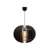 Elegáns fekete nagy gömbcsillár, állítható magasság 70 cm, MDF ház, E27 aljzat Max 40W | Skandináv design modern terekhez