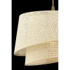 Elegáns krémszínű csillár fém testtel, szövet sapkával (32x32 cm, magasság: 20 cm), teljes magassággal: 65 cm, E27 foglalattal, CE minősítéssel | Modern dekorációhoz tökéletes