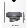 Skandináv csillár pamut sapkával, antracit és ezüst, 72 cm magasság | CE minősítésű, E27 aljzat, max 40W | Tökéletes vidéki és modern dekorációhoz