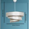 Elegáns csillár pamut sapkával (40x40 cm), bézs és ezüst | 72 cm Magasság, CE minősítés, E27 Max 40W | Tökéletes skandináv és vidéki dekorációhoz