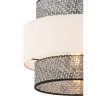Stílusos fém csillár, szürke és fehér, 65 cm magasság | CE tanúsítvánnyal rendelkező, E27 aljzat (max. 60 W) | Elegáns szövetsapka (30x30 cm) modern terekbe
