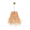 Elegáns fémcsillár Raffia sapkával, 30x20 cm | Állítható magasság 70 cm | CE-tanúsítvány, E27 aljzat, natúr szín | Modern terekbe tökéletes