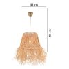 Elegáns fémcsillár Raffia sapkával, 30x20 cm | Állítható magasság 70 cm | CE-tanúsítvány, E27 aljzat, natúr szín | Modern terekbe tökéletes