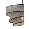 Stílusos fém csillár, szürke és fekete, 72 cm magasság | CE tanúsítvánnyal rendelkező, E27 aljzat (max. 60 W) | Elegáns pamut sapka (40x40 cm, 20 cm magas) modern terekbe
