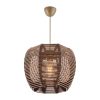 Elegáns fa csillár replika bambusz sapkával, 31x31 cm, magasság 70 cm | CE minősítésű, állítható kábel, E27 aljzat, barna kivitel | Modern dekorációhoz tökéletes