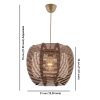 Elegáns fa csillár replika bambusz sapkával, 31x31 cm, magasság 70 cm | CE minősítésű, állítható kábel, E27 aljzat, barna kivitel | Modern dekorációhoz tökéletes