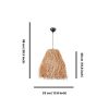 Rusztikus fémcsillár Raffia sapkával, 18 cm hosszú és 35 cm átmérőjű | Állítható kábel, teljes magasság 98 cm | E27 aljzat, max 40W, természetes színek
