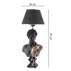 Elegáns fekete-arany asztali lámpa, 67 cm magas | Poliészter test, 25 cm-es szövetsapka | E27 aljzat, max 40W | Be/Ki kapcsoló | CE minősítésű, stílusos világítási megoldás