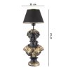 Elegáns fekete-arany asztali lámpa, 67 cm magas | Poliészter test, 25 cm-es szövetsapka | E27 aljzat, max 40W | Be/Ki kapcsoló | CE minősítésű, stílusos világítási megoldás