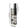 Stílusos állólámpa forgácslap házzal, fekete és természetes, 160 cm magas | Szövet sapka (21 cm) | Be/Ki kapcsoló | CE minősítésű, E27 Max 40W