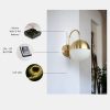 Elegáns fali lámpa fém házzal és üvegkupakkal, 15 cm magas, arany és fehér | 1 x 3,15 W LED, elemmel működik, IP20 | Stílusos világítás minden helyiségbe