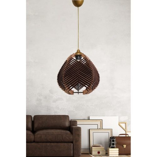 Elegáns barna csillár, 30 cm magasság, 25 cm szélesség, E27 aljzat, max 40 W, műanyag ház pamut kupakkal, állítható kábel (70 cm) | Modern dekorációhoz tökéletes