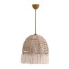 Elegáns Bohemian csillár, ekrü színű, 30 cm átmérő, 80 cm magasság | Műanyag ház, pamut sapka, E27 foglalat, max 40W | Tökéletes vidéki stílusú dekorációhoz