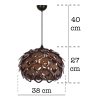 Elegáns diófa csillár, MDF ház, 67 cm magas, állítható kábel, E27 aljzat (max. 40W) | Stílusos világítás modern otthonokba és irodákba