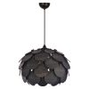 Elegáns fekete csillár, MDF test, 27 cm sapka hossz, 40 cm átmérő | Állítható kábel, 67 cm teljes magasság | E27 aljzat, max 40W, modern világítás