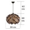 Elegáns barna csillár, MDF ház, 66 cm magas, állítható kábel, E27 aljzat (max. 40W) | Stílusos világítás modern otthonokba és irodákba