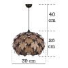 Elegáns barna csillár, MDF ház, 66 cm magas, állítható kábel, E27 aljzat (max. 40W) | Stílusos világítás modern otthonokba és irodákba