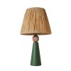 Elegáns kerámia asztali lámpa, zöld és barna, 24 cm szélesség x 46 cm magasság | E27 aljzat, max 40W | Stílusos világítás otthoni és irodai dekorációhoz