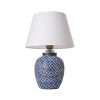 Elegáns kerámia asztali lámpa, kék-fehér, 30 cm szélesség x 45 cm magasság | E27 aljzat, max 40W | Stílusos világítás otthoni és irodai dekorációhoz