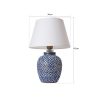 Elegáns kerámia asztali lámpa, kék-fehér, 30 cm szélesség x 45 cm magasság | E27 aljzat, max 40W | Stílusos világítás otthoni és irodai dekorációhoz