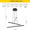 Modern fekete csillár, 66 cm átmérő, 120 cm magasság | Fém ház, Akril kupak, 3 x 13W LED, 3000K, 3900 Lm | Stílusos skandináv dizájn otthonra és irodára