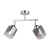 Elegáns krómcsillár, fém test, Ø10 cm üvegkupak, 30 cm magasság, 2 x E27 foglalat (max. 40 W) | Stílusos világítás modern terekhez, IP20 besorolású