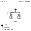 Antikvár fém csillár, Ø14 cm Üvegkupak, 35 cm Magasság | 2 x E27 aljzat, max 40W | Elegáns világítás otthoni és irodai használatra, stílusos design