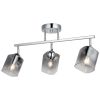 Elegáns krómcsillár, fém test, Ø10 cm üvegkupak, 31 cm magasság, 3 x E27 foglalat (max. 40 W) | Stílusos világítás modern terekhez, IP20 besorolású
