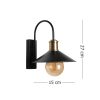 Modern fali lámpa, fekete fém ház, 15 cm átmérő, 27 cm magasság | E27 aljzat, max 40W, IP20 | Stílusos skandináv dizájn otthonra és irodára