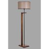 Skandináv állólámpa, dió kivitelben, 163 cm Magasság | Metal & Wooden Body, 45 cm Fabric Cap | Be/Ki kapcsoló, E27 aljzat, max 40W | Stílusos és funkcionális