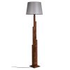 Elegáns vidéki állólámpa, faház, 165 cm magas | Szövetsapka (31 cm L, 35/45 cm M) | Be/Ki kapcsoló, E27 aljzat, dió és szürke felület