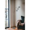 Stílusos állólámpa fém házzal és üvegkupakkal, 170 cm magas, 30 cm lábátmérő | E27 aljzat, max 40 W, fekete és füst színek | Modern dekorációhoz tökéletes
