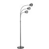 Stílusos állólámpa fém házzal és üvegkupakkal, 170 cm magas, 30 cm lábátmérő | E27 aljzat, max 40 W, fekete és füst színek | Modern dekorációhoz tökéletes