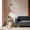 Elegáns állólámpa fém házzal és üvegkupakkal, 165 cm magas, 64 x 35 cm talp, E27 foglalat, arany és dió kivitel | Stílusos világítás otthoni dekorációhoz