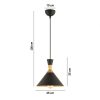 Elegáns fekete csillár, állítható magasság 30-130 cm, fém ház Ø25 cm, E27 aljzat max. 40 W, stílusos világítás modern terekhez, IP20 besorolás