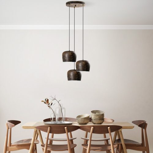 Elegáns, állítható csillár, antik bevonat, 45 cm átmérőjű | Fém ház, 3 x E27 foglalat, magasság 45-114 cm | Tökéletes modern lakóterekbe
