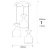 Elegáns modern csillár, fehér és arany, 40 cm átmérő, 113 cm magasság | Fém test, 3 x E27 foglalat, Glam skandináv design | Tökéletes otthoni dekorációhoz