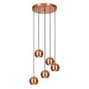 Modern réz csillár, 48 cm átmérő, 108 cm magasság | Fém ház, 5 x E27 aljzatok | Elegáns skandináv dizájn elbűvölő terekhez