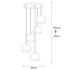 Modern réz csillár, 48 cm átmérő, 108 cm magasság | Fém ház, 5 x E27 aljzatok | Elegáns skandináv dizájn elbűvölő terekhez
