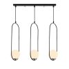 Modern ipari csillár, fekete fém test, 70 x 15 cm, magasság 146 cm, 3 x E27 Max 40 W, elegáns skandináv design otthonra és irodára