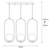 Modern ipari csillár, fekete fém test, 70 x 15 cm, magasság 146 cm, 3 x E27 Max 40 W, elegáns skandináv design otthonra és irodára