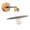 Skandináv fali lámpa, fehér fém és fa talp, 24 cm átmérő, 20 cm magasság | E27 aljzat, max 40W | Stílusos és funkcionális világítás modern terekbe